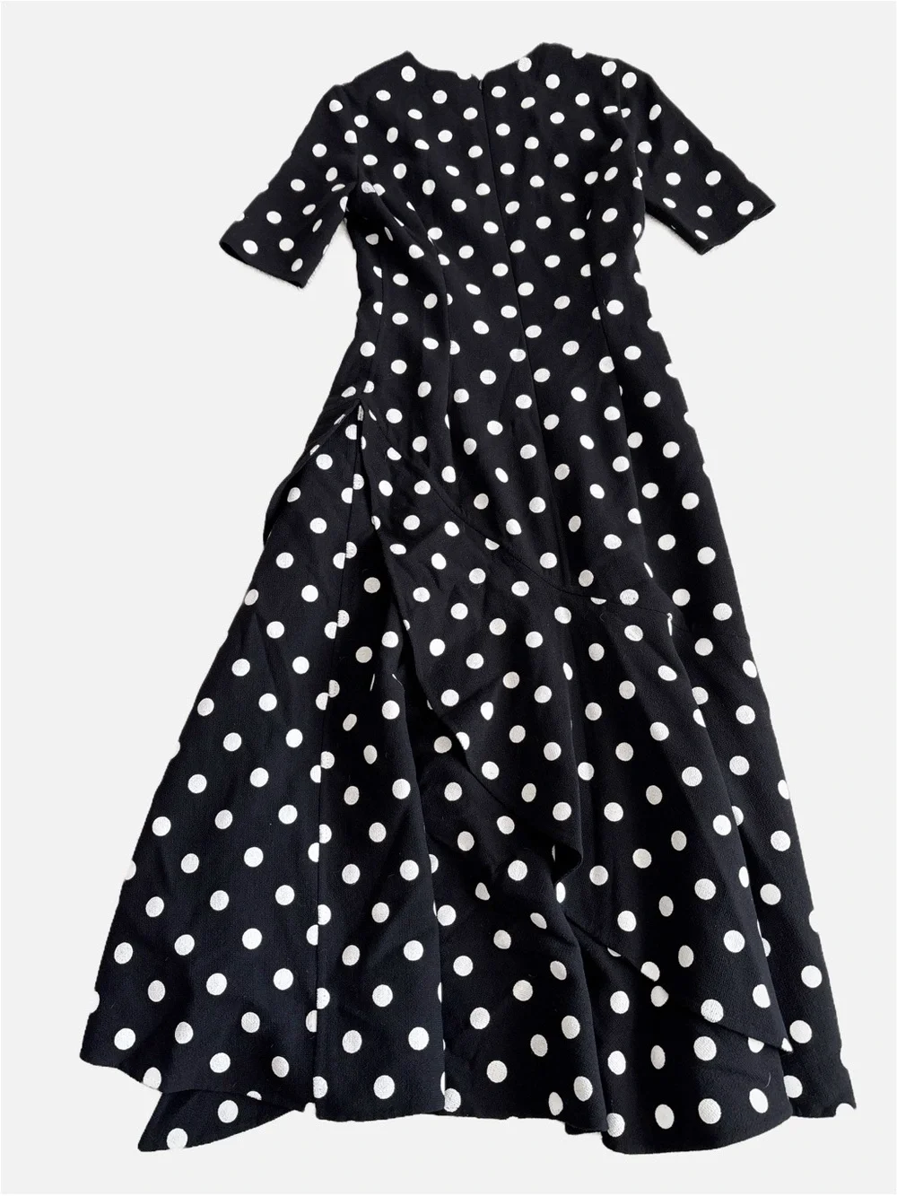 Oscar De La Renta Runway Black Wool Painted‎ Polka Dots Dress
